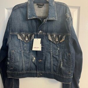 Ariat Women’s Blue Denim Jacket with Patterned Pockets